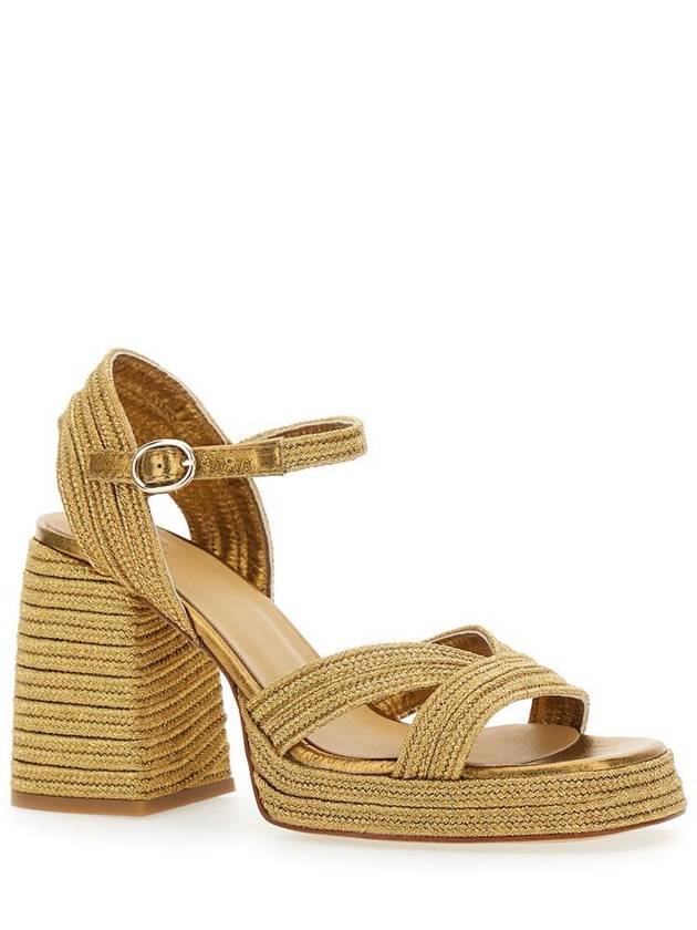 'Valle' Gold-Colored Heeled Sandals With Buckle In Metallic Fabric Woman - CASTANER - BALAAN 2