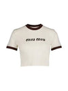 Logo Short Sleeve T-Shirt White - MIU MIU - BALAAN 2