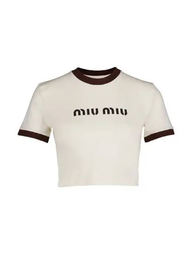 Logo Short Sleeve T-Shirt White - MIU MIU - BALAAN 2