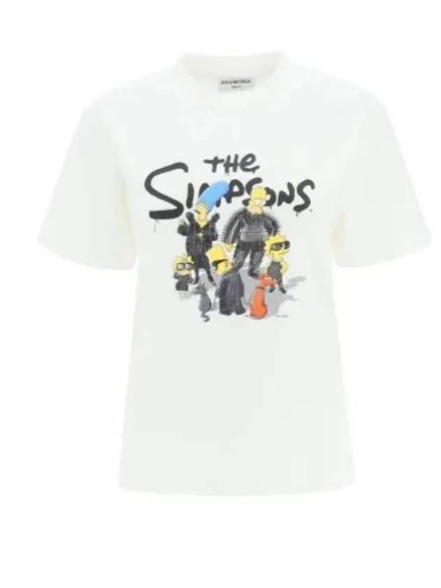 Women's The Simpsons Printing Small Fit Short Sleeve T-Shirt White - BALENCIAGA - BALAAN 2