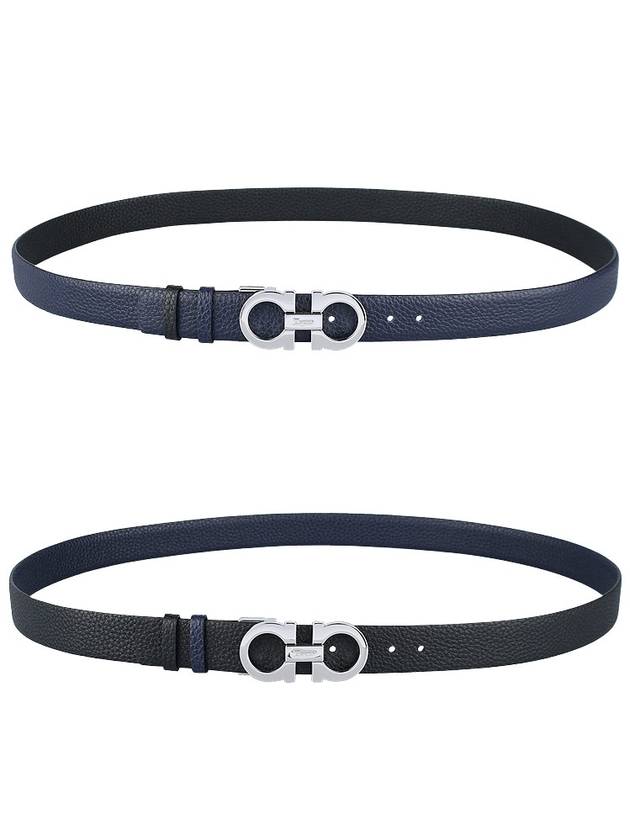 Reversible Gancini Belt Black - SALVATORE FERRAGAMO - BALAAN.