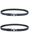 Reversible Gancini Leather Belt Black Blueberry - SALVATORE FERRAGAMO - BALAAN 10