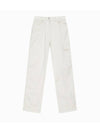 JEANS Women s Ivory Straight Fit High Rise Cotton Cargo Pants J221297 ACF - CALVIN KLEIN - BALAAN 1