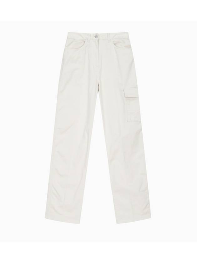 JEANS Women s Ivory Straight Fit High Rise Cotton Cargo Pants J221297 ACF - CALVIN KLEIN - BALAAN 1