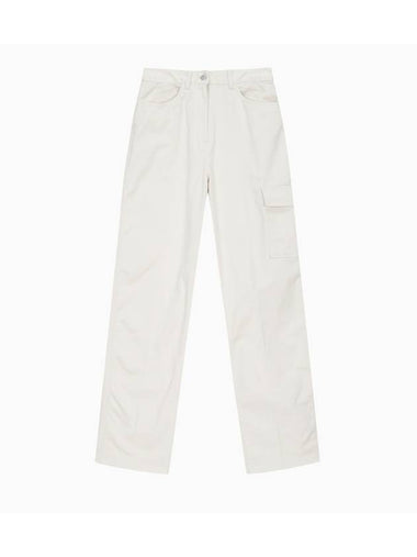 JEANS Women s Ivory Straight Fit High Rise Cotton Cargo Pants J221297 ACF - CALVIN KLEIN - BALAAN 1