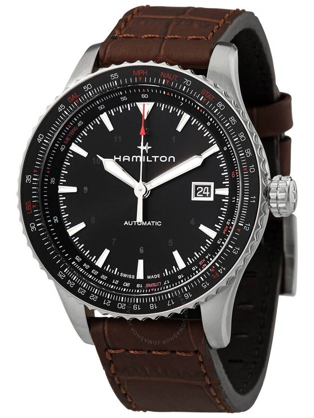 Khaki Aviation Converter Auto Brown Leather Watch Black - HAMILTON - BALAAN 2