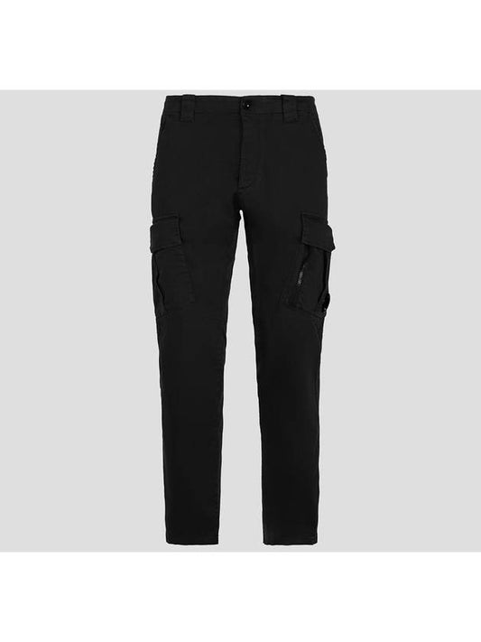 Satin Wappen Regular Fit Cargo Straight Pants Black - CP COMPANY - BALAAN 2