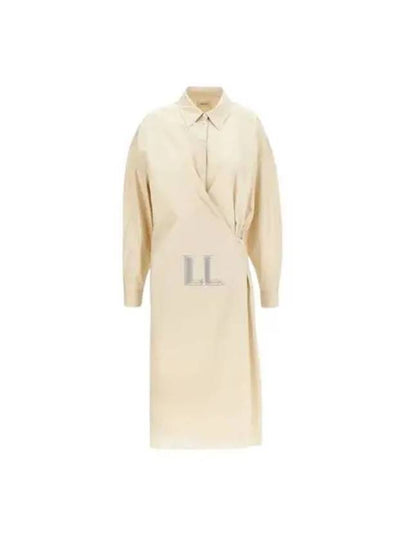 Straight Collar Twisted Long Dress Cream - LEMAIRE - BALAAN 2