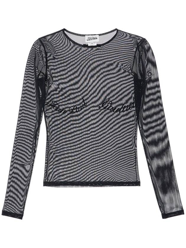 top in mesh velluto nero logato - JEAN PAUL GAULTIER - BALAAN 1