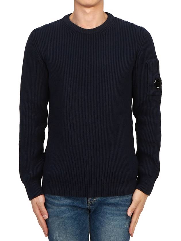 Men's Lens Detail Crew Neck Knit Top Navy - CP COMPANY - BALAAN 2