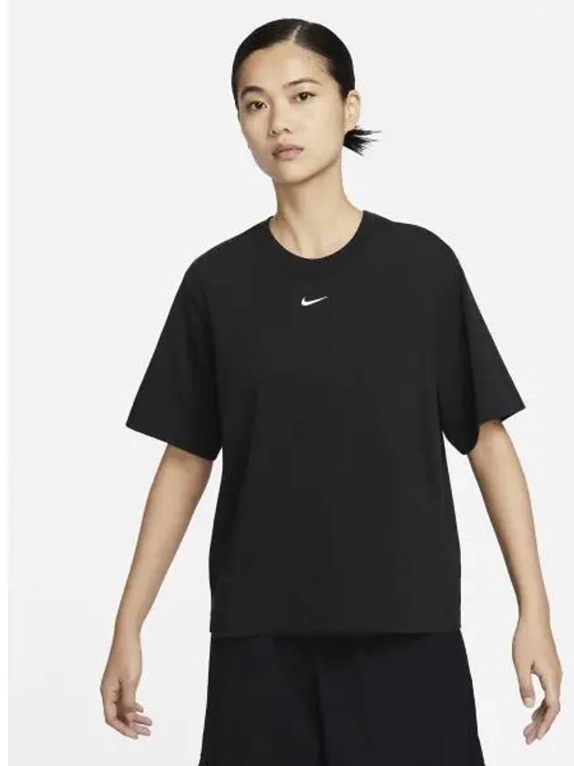 Essentials Boxy Crop Short Sleeve T-Shirt Black - NIKE - BALAAN 2