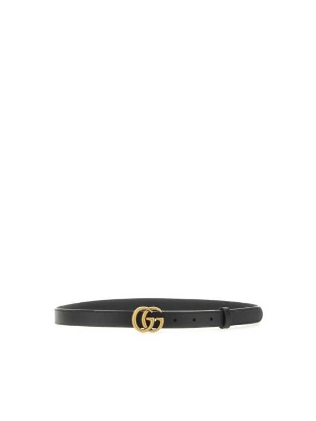 GG Marmont Double Buckle Thin Belt Black - GUCCI - BALAAN 3