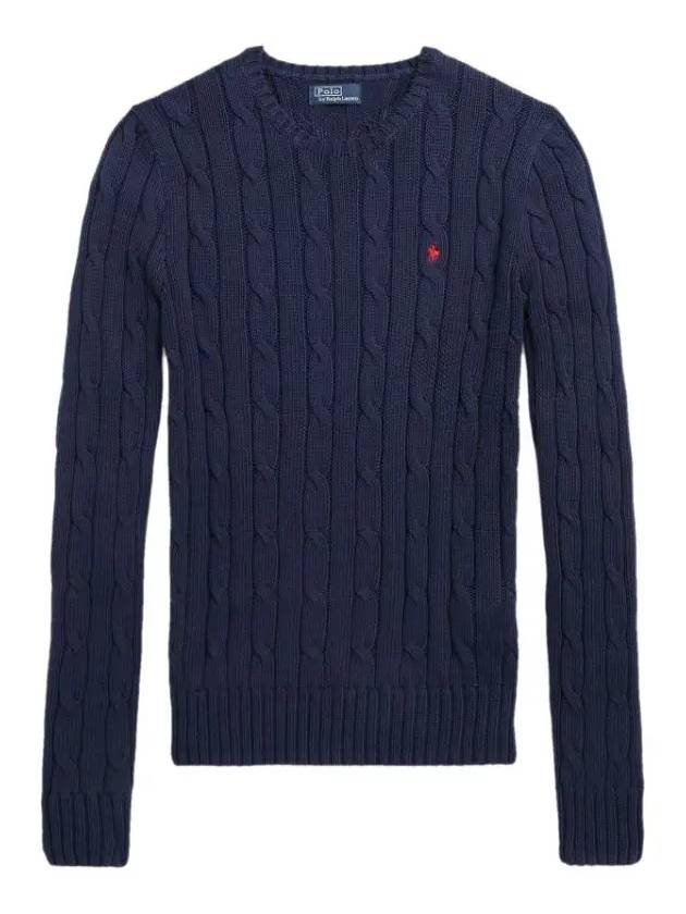 Embroidered Logo Pony Cable Knit Top Navy - POLO RALPH LAUREN - BALAAN 3