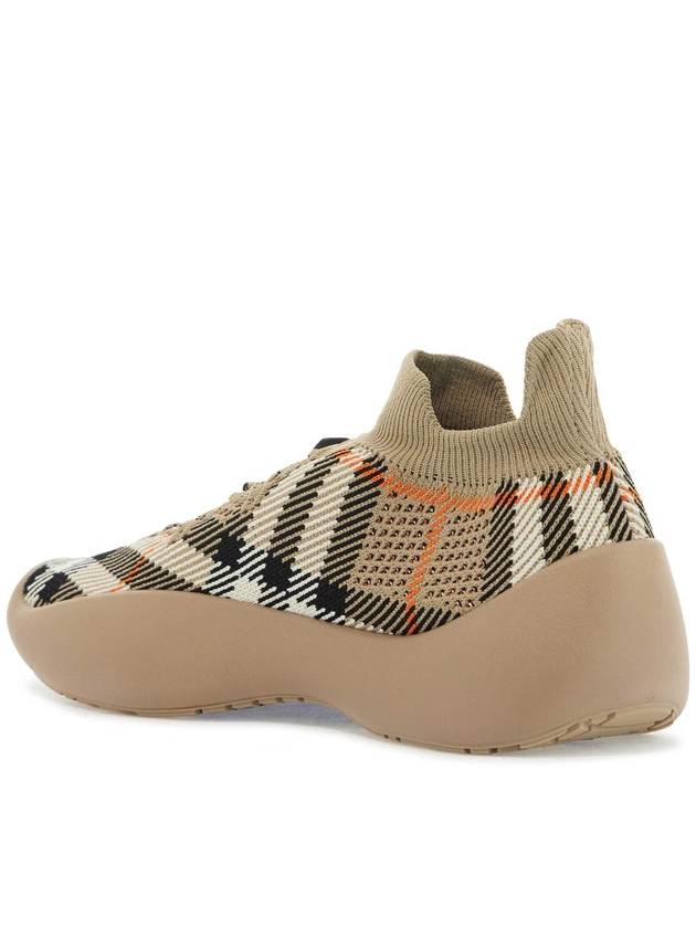 Neptune Check Knit Low Top Sneakers Sand - BURBERRY - BALAAN 4