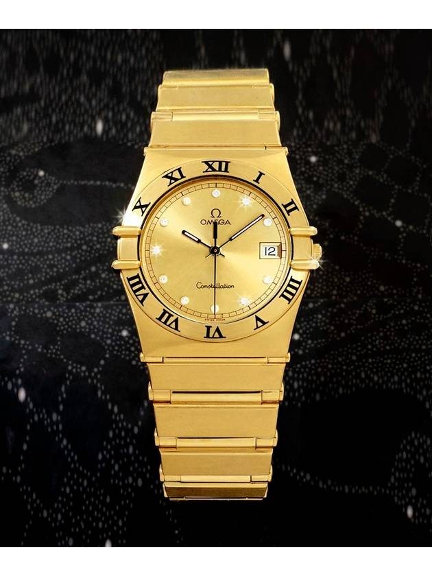 Constellation 18K Gold Plated Dial 11P Diamond Men s Watch - OMEGA - BALAAN 10