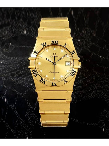 Constellation 18K Gold Plated Dial 11P Diamond Men s Watch - OMEGA - BALAAN 1