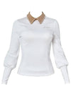 Golf Wear Suede Pearl Collar T-shirts Beige - J JANE - BALAAN 2