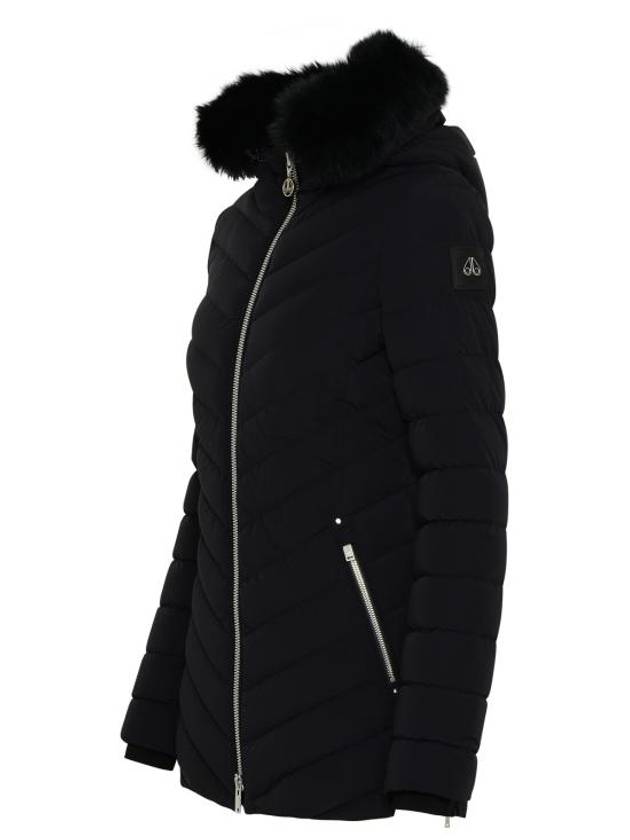 Women's Roselan Hooded Padded Black Fur Black - MOOSE KNUCKLES - BALAAN 3