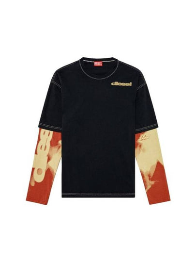 T Wesher N3 Layered Effect Long Sleeve T-Shirt Black - DIESEL - BALAAN 2