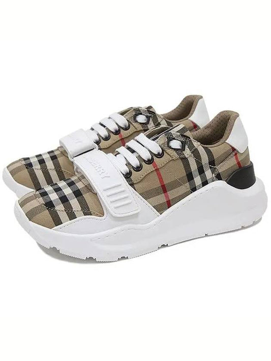 Vintage Check And Leather Sneakers White Archive Beige - BURBERRY - BALAAN 2