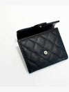 Small Classic Flap Wallet Grained Calfskin Silver Black - CHANEL - BALAAN 11