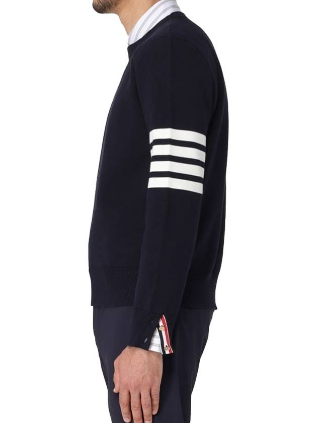 4 Bar Armband Milano Stitch Knit Top Navy - THOM BROWNE - BALAAN 5