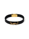 Monogram Logo Leather Bracelet Black - SAINT LAURENT - BALAAN 3