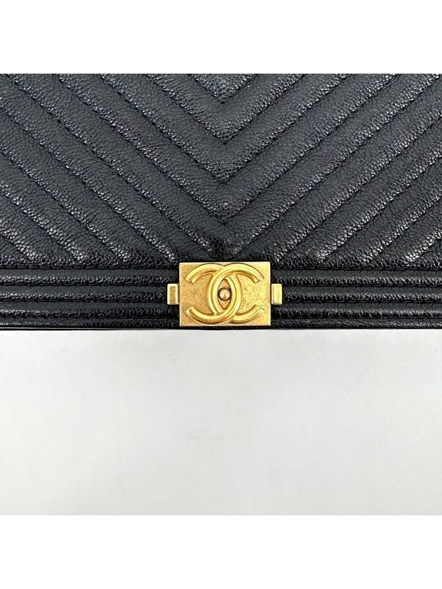 Gold Boy Caviar Chevron WOC Mini Bag Cross - CHANEL - BALAAN 8