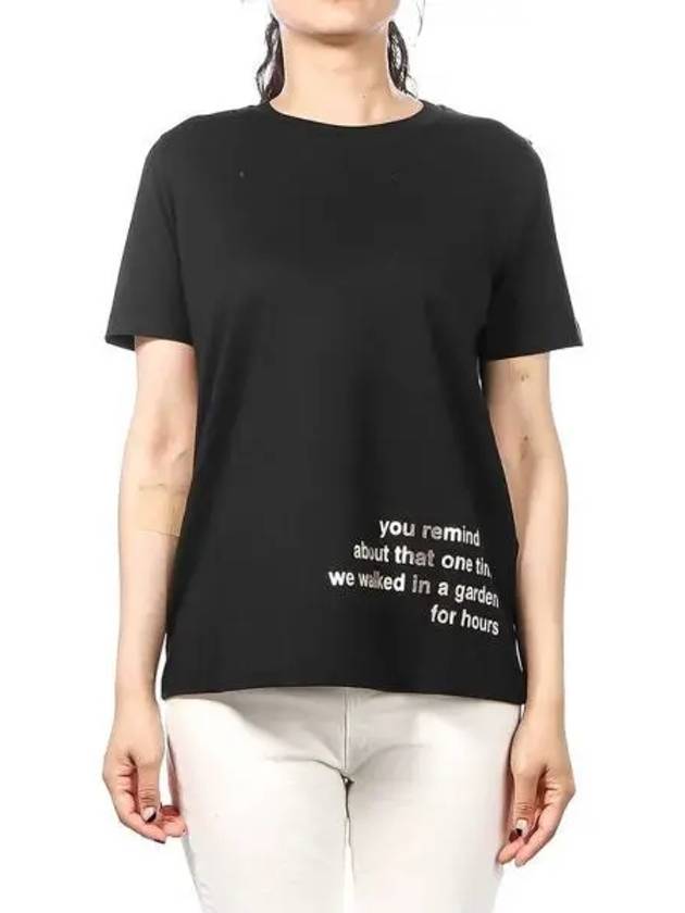 Women's Slogan Print Short Sleeve T-Shirt Navy - MAX MARA - BALAAN 2