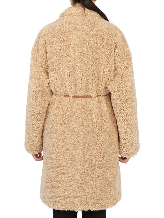 Women's Single Breasted Polyester Fur Coat Beige - VANESSA BRUNO - BALAAN 7