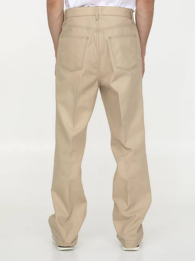 contrast stitch cotton straight pants beige - VALENTINO - BALAAN 5