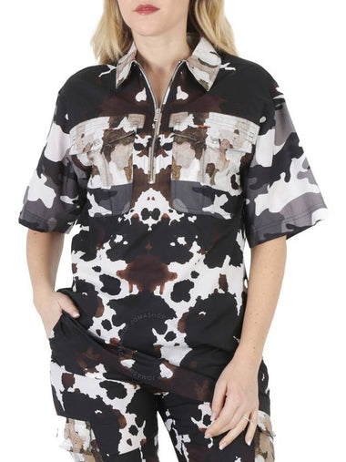 Women s Shorts Burberry Honey Camouflage Print Short Sleeve Shirt Brand Size 2 US 0 - BURBERRY - BALAAN 1