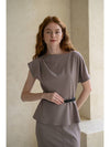 Caisienne unbalanced drape blouse_taupe gray - CAHIERS - BALAAN 4