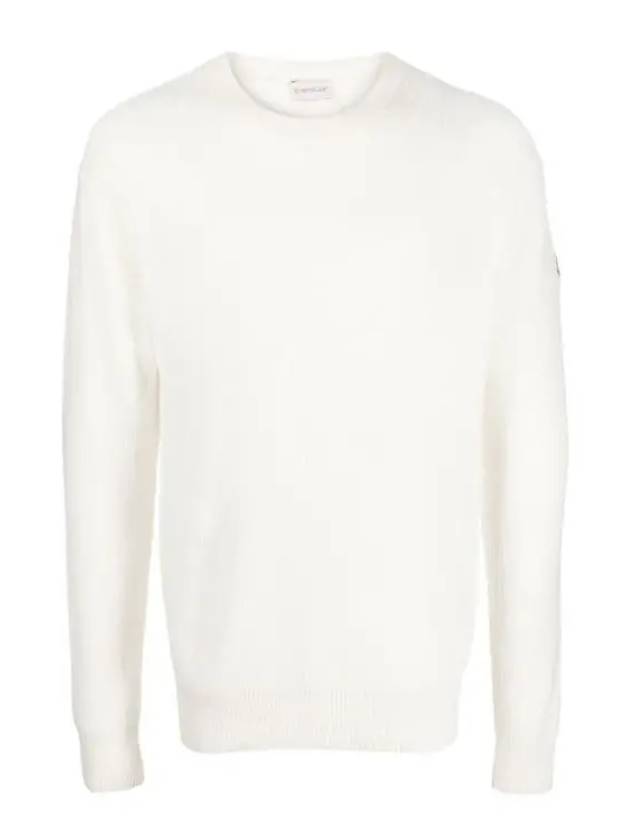 Men's Logo Patch Wool Cashmere Knit White - MONCLER - BALAAN 2