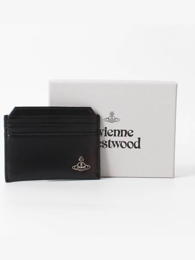 Logo Calf Slim Card Wallet Black - VIVIENNE WESTWOOD - BALAAN 5