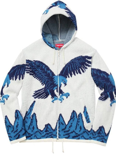 Eagle Hooded Zip Up Sweater White - SUPREME - BALAAN 1