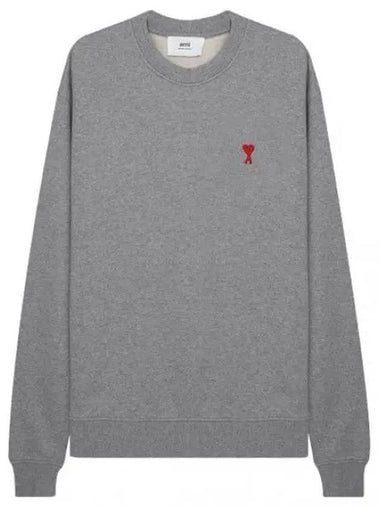 Chain stitch heart logo loopback organic cotton sweatshirt - AMI - BALAAN 1