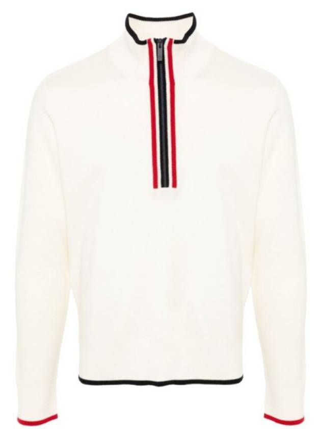 Half zip wool knit top white - THOM BROWNE - BALAAN 3