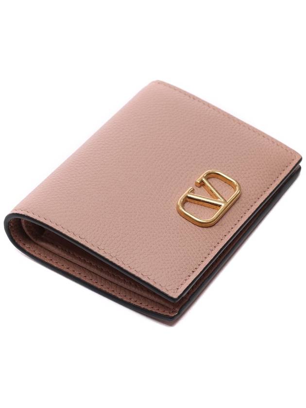 Compact V Logo Signature Calfskin Half Wallet Beige - VALENTINO - BALAAN 6