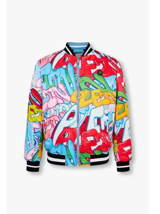 Men s Graffiti Satin Bomber Jacket Multi - PHILIPP PLEIN - BALAAN 1