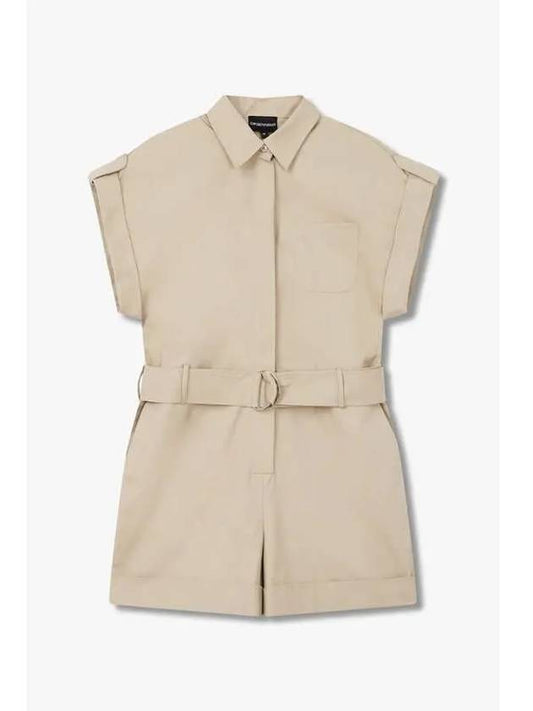 Women s Hidden Button Belted Jumpsuit Beige - EMPORIO ARMANI - BALAAN 1