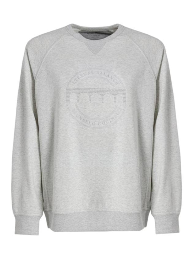 Embroidered Logo Sweatshirt Grey - BRUNELLO CUCINELLI - BALAAN 1