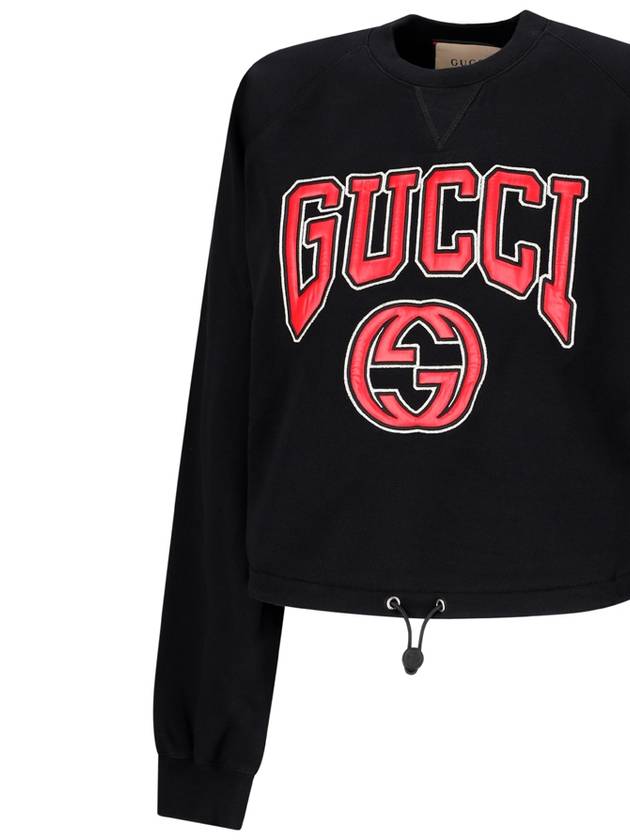 Jersey Embroidery Sweatshirt Black - GUCCI - BALAAN 4