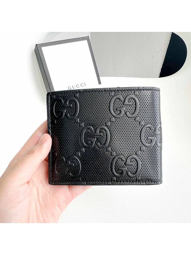 GG Emboss Leather Half Wallet Black - GUCCI - BALAAN 4