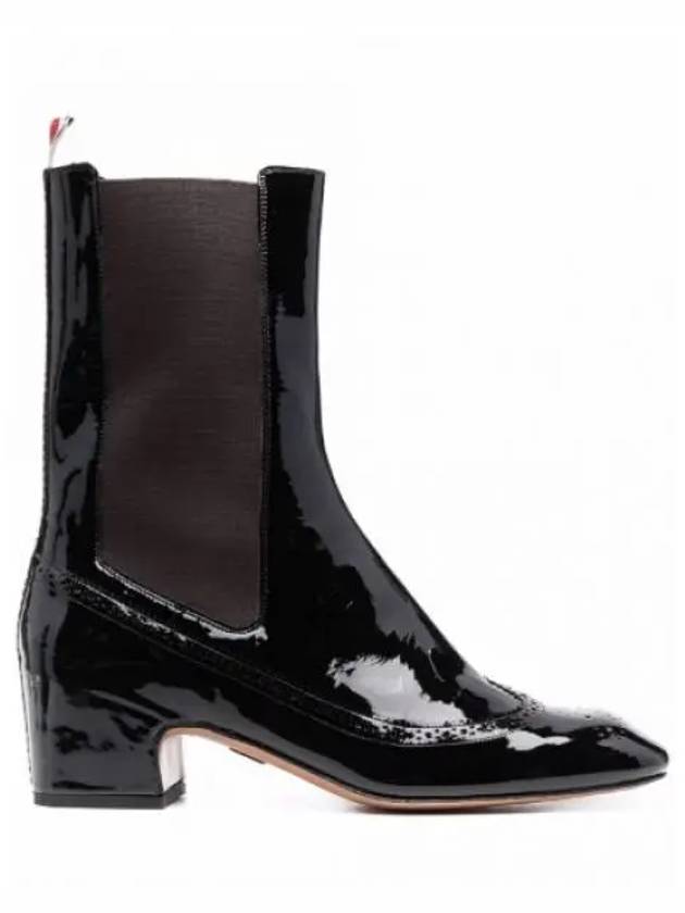 Soft Patent Leather Mid 4 Bar Stripe Chelsea Boots Black - THOM BROWNE - BALAAN 2