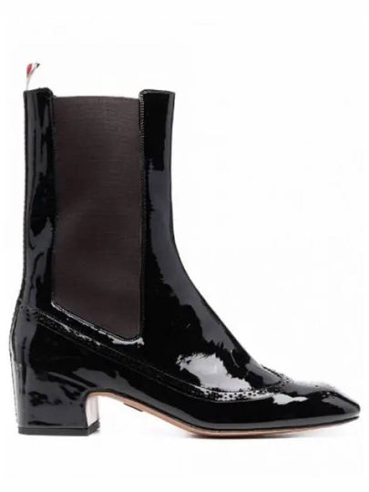 Soft Patent Leather Mid 4 Bar Stripe Chelsea Boots Black - THOM BROWNE - BALAAN 2