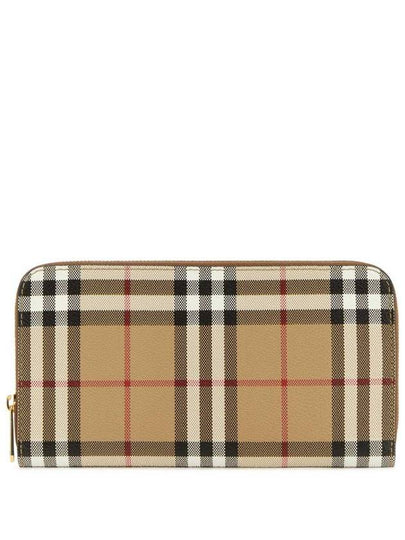 Check Leather Ziparound Long Wallet Beige - BURBERRY - BALAAN 2