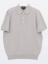 Embroidered Logo Knit Polo Shirt Grey - A.P.C. - BALAAN 4