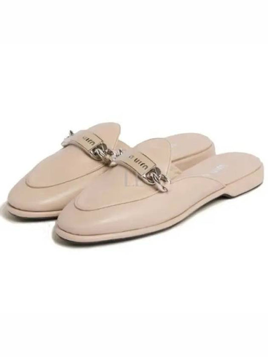 Logo Leather Bloafers Desert Beige - MIU MIU - BALAAN 2