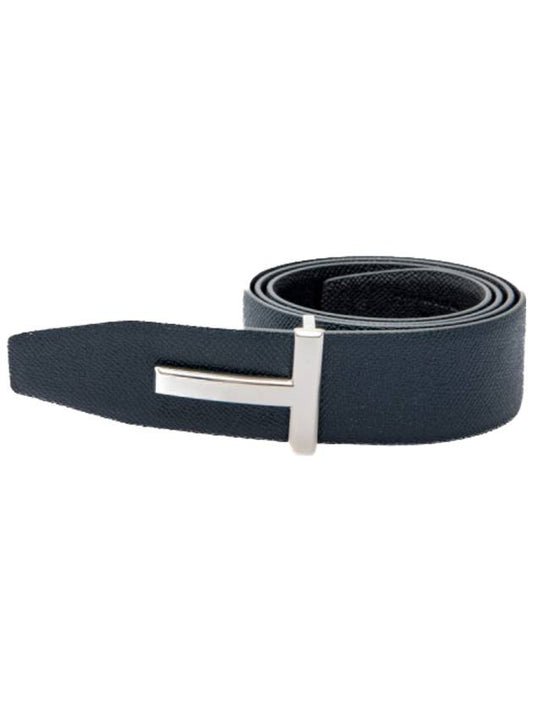 Men's T Logo Reversible Leather Belt Navy - TOM FORD - BALAAN 2